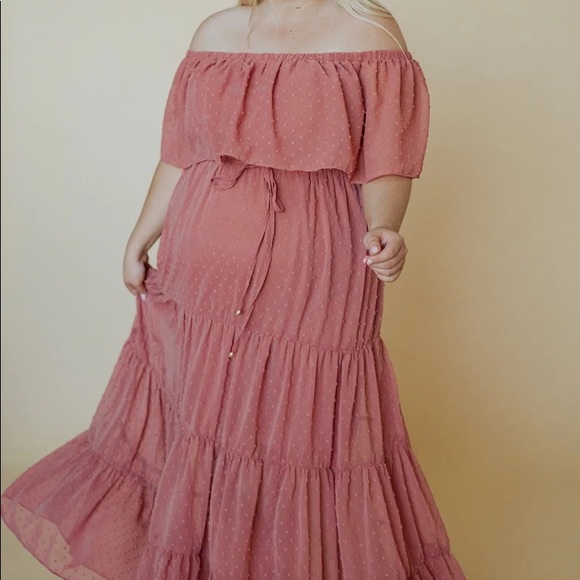 Baltic Born Mauve Swiss Dot Maternity Dress Large - Picture 7 of 12